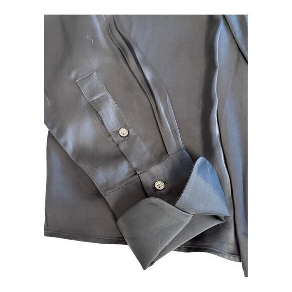 J Crew Womens Satin Drape Top~Size 4~Black Classic Long Sleeve Formal Blouse New - Picture 8 of 12